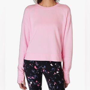 Sweaty Betty Cropped Sweatshirt Large -Light Pink Casual Gym